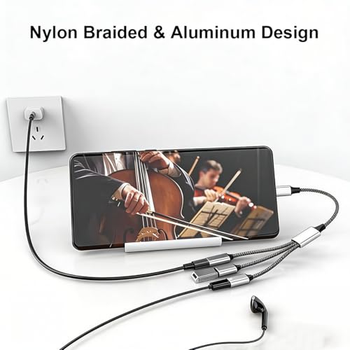 Image of Verilux PD 60W USB Splitter 1 in 3 Out, 3-in-1 Type C to A Cable with A Double Dual Port for Charging & 480Mbps Data Sync, Nylon Braided Type-C Hub with Aluminum Housing for iPhone 17 /16 /15, Laptop