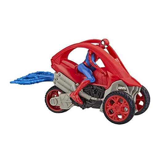 Marvel Spider-Man: Spider-Man Stunt Vehicle 15-cm-Scale Super Hero Action Figure and Vehicle Toy, Great For Children Aged 4 and Up