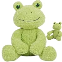 Cuddly Frog Plushie Toys, 25cm Soft Stuffed Animal, Fluffy Frog Green, Plush Stuffed Animals for Kids, Adorable Plush Dolls Gift for Kids, Girls, Boys, Bedtime Companion and Emotional Comfort