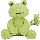 Cuddly Frog Plushie Toys, 25cm Soft Stuffed Animal, Fluffy Frog Green, Plush Stuffed Animals for Kids, Adorable Plush Dolls Gift for Kids, Girls, Boys, Bedtime Companion and Emotional Comfort