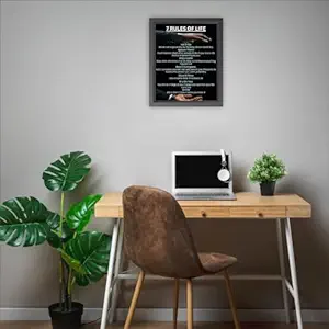 EUONIA DECORS 7 Rules Of Life, Framed Wall Hanging Motivational Quotes For Home, Office and Study Room (11 x 13 Inch)- Themed