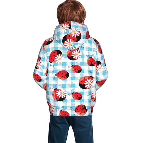 Flowers and Lady Bugs Kid Hoodies Boys Sweatshirts Girls Pullover with Pocket4