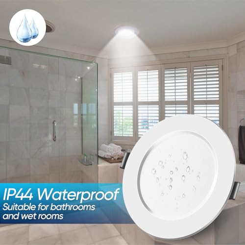 LUXHEIM 6 Pack LED Downlights for Ceiling,Recessed Spotlight Super Flat 6W Energy Saving LED Spot Lights Ceiling 6500K 650 Lumens Slim Round Downlight for Bathroom Living Room Kitchen - Image 2