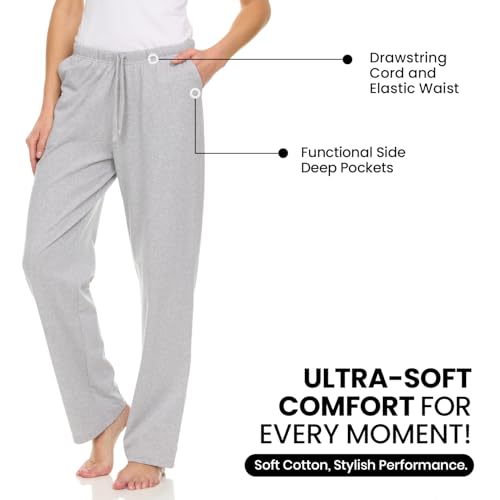 Essential Elements 3 Pack: Womens Cotton Jersey Pants - 100% Cotton Lounge Athletic Casual Sleep Casual Pajama PJ Pants2