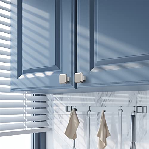 Amerdeco 10 Pack Brushed Satin Nickel Kitchen Cabinet Knobs Cabinet Hardware Single Hole Cabinet Pulls Dresser Knobs Square Drawer Knobs And Pulls For Bathroom Cabinets Zh0002 #TOP3