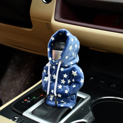tycardor HT Car Gear Shifter Shift Knob Hoodie Cover Star Glow in The Dark Universal Funny Mini Automotive Interior Accessories for Gearshift, Blue