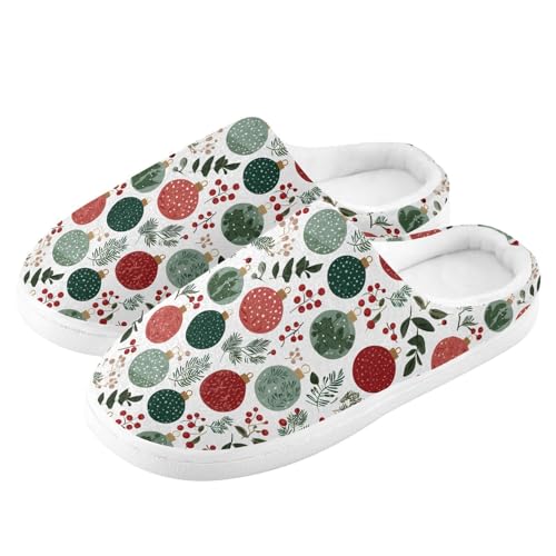 Fuzzy Memory Foam Slippers for Women/Men Leaves Fruit Christmas Balls Pattern Fluffy Winter House Shoes Indoor and Outdoor4