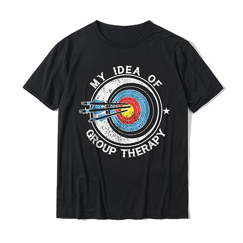 HOREB Archery Is My Idea of Group Therapy T Shirts Comfortable Cute Cotton Tops Tees Print for Men Black XL