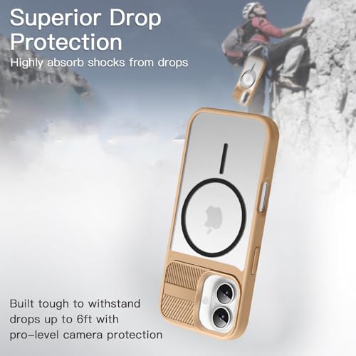 Image of KARWAN️ Magnetic Clear Back Case Cover for iPhone 16 (6.1-Inch-) |Acrylic Transparent Slim | Shockproof iPhone 16 Mobile Phone Back Cover [Clear Back] [TPU + Pc] [Brown]