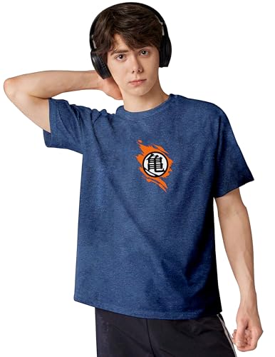 Image of Anime T Shirt for Boys - Ultra Instinct Goku Super Saiyan Vegeta Dragonball Z Kids Half Sleeve Drop Shoulder Oversized Anim Print Tshirt Melange Blue