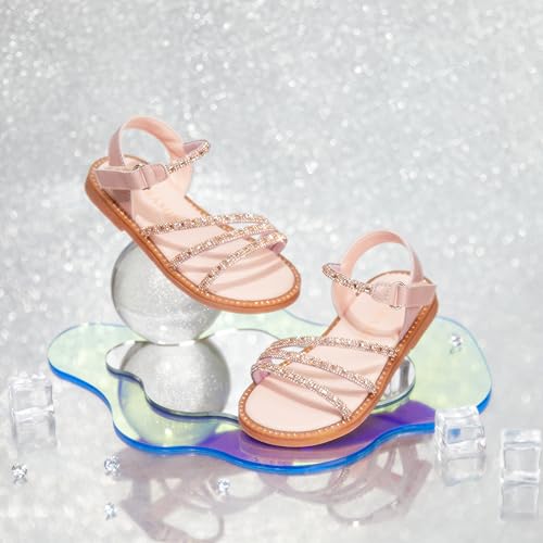 Image of PHIRAMIN Toddler Girl Sandals - Flower Girl Dress Shoes Open Toe Little Kid Flats