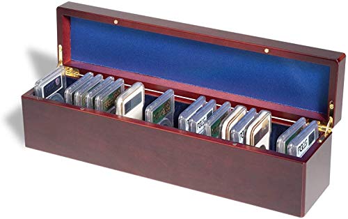 Caja de almacenamiento con acabado en madera caoba para 25 monedas certificadas miniatura 2