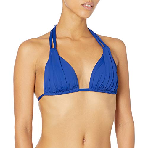 La Blanca Women s Standard Island Goddess Rouched Halter Bikini Swimsuit Top, Blueberry, 34 DD