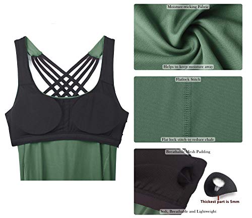 Image of icyzone Women's Open Back Workout Athletic Yoga Tank Tops with Built in Bra