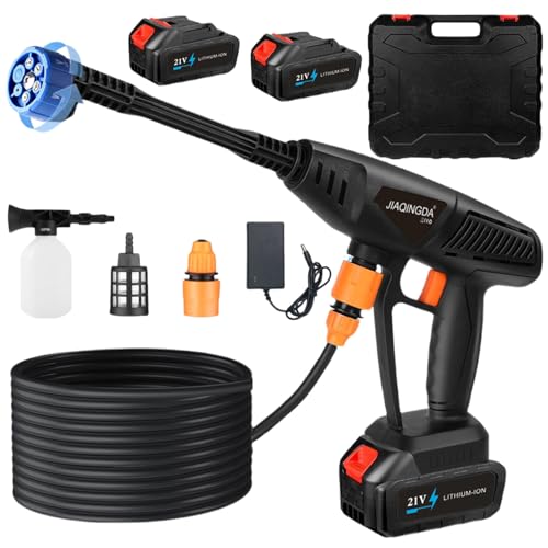 Akku-Hochdruckreiniger für Makita Akkus,Mobiler Hochdruckreiniger Druckreinigerpistole mit 2 Batterien, 6-in-1-Multifunktionsdüse, Hydroblast Pressure Washer Wasserpistole für Auto, Fenster, Rasen