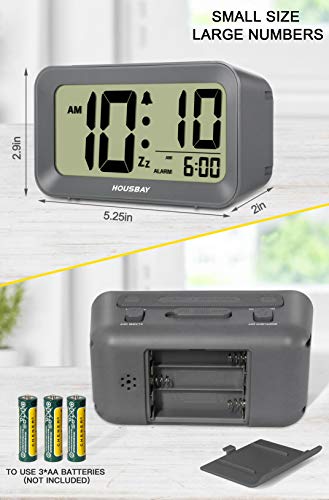 Battery Alarm Clocks for Bedrooms - Large Numbers Simple Setup Good View Angles Two Backlight Choices 12/24 Hour Cool Gray - Thumbnail 7