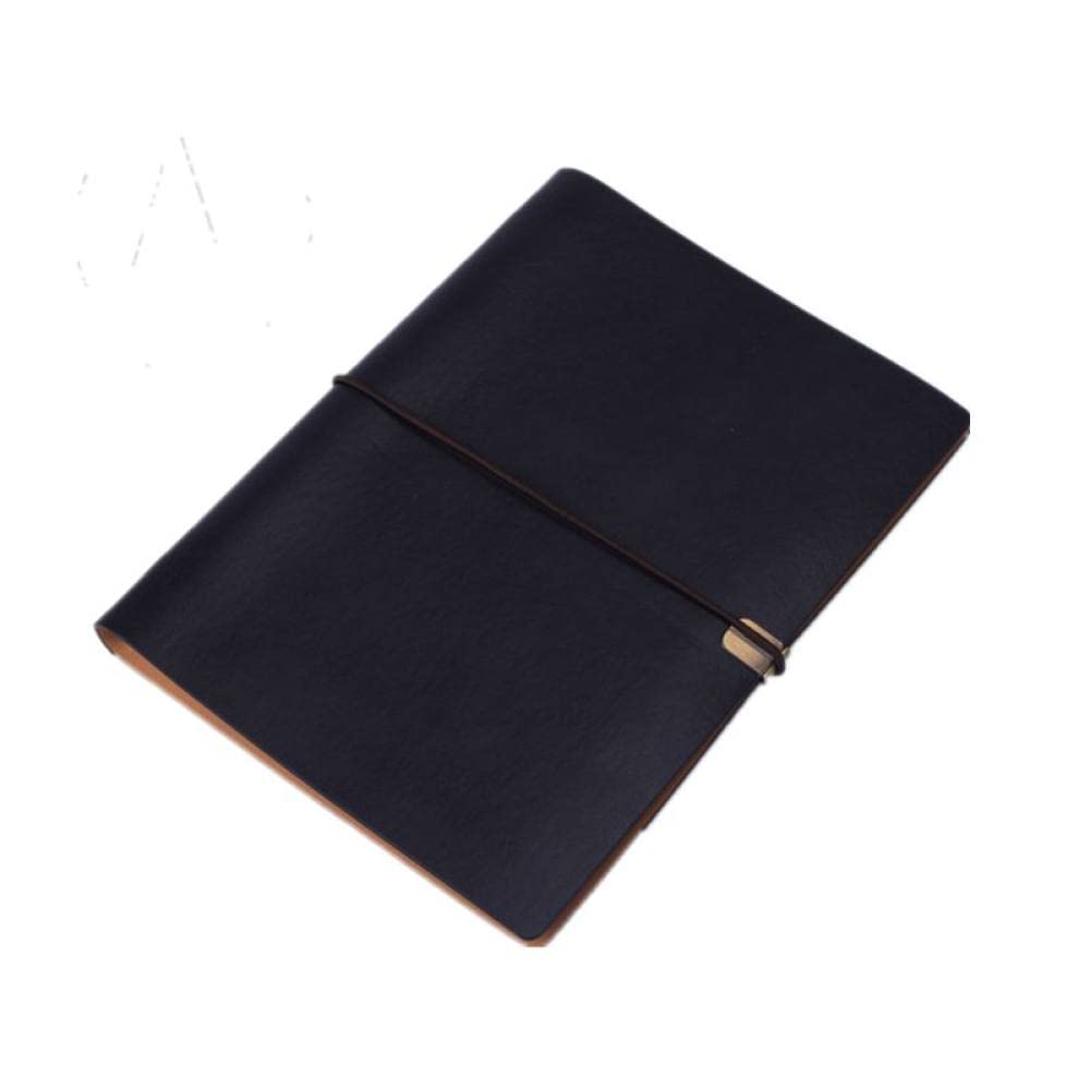 Pu-Leder Notizbucheinband Spiralblock A5 Planer Organizer Notizbuch Reisetagebuch Tagebuch 6 Ringbuch Schreibwaren,Schwarz,2St