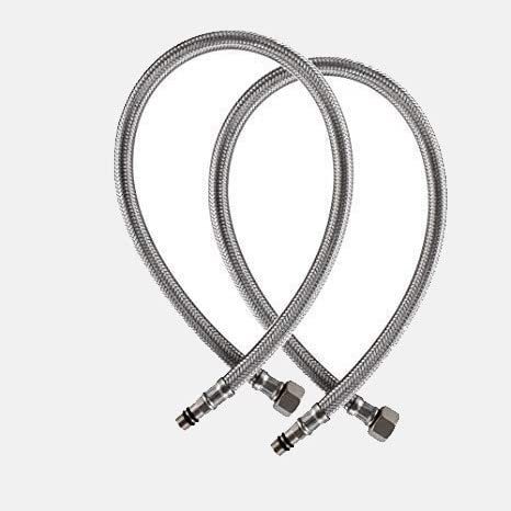 MAYUR ÖCICH Pack of 2 Heavy Stainless Steel(304-Grade) 18 Inch Braided Connection Pipe for Hot & Cold Water Tap for Geyser, Angle Valve, 2 Way Bib Tap, Basin Tap, Kitchen Sink Tap