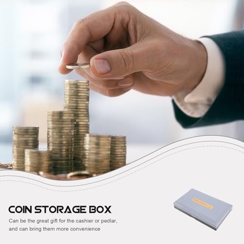 Caja resistente para monedas con tapa y compartimentos, plástico gris miniatura 6