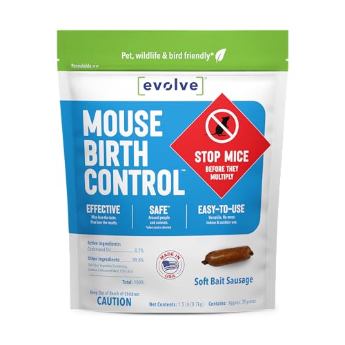 Evolve Mouse Birth Control Soft Bait Sausages –1.5 lbs | Science-Based Mouse Population Control |...