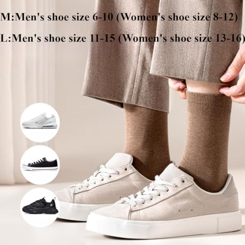 100% Cotton Socks for Men and Women Thin Dress Socks with Moisture Wicking Mid Calf 5 Packs 6-10/11-152