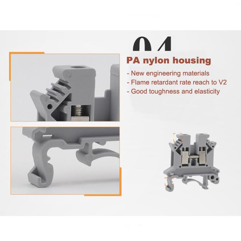 30Pcs Terminal Block UK1.5N Din Rail Screw Type Bornier Electric Wire Cable Connector Pure Copper 17.5A 1.5mm2 16AWG