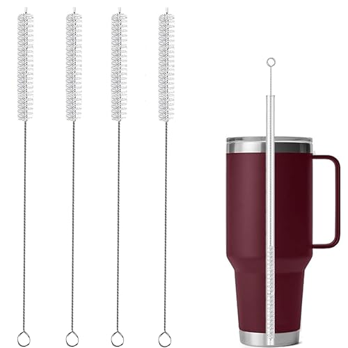 ClDYAUST Straw Cleaner Brush for Stanley Cup Straw Cleaning Brush by 304 Stainless Steel and Nylon Bristles Straw Brush for Baby Bottles Glass/Silicone Straws or Hummingbird Feeders.
