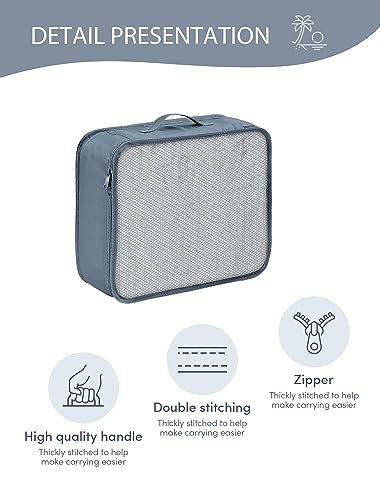 DIMJ 8-Piece Packing Cube Set for Suitcases with Large Toiletry Bag - Lightweight Travel Essentials (Grey)