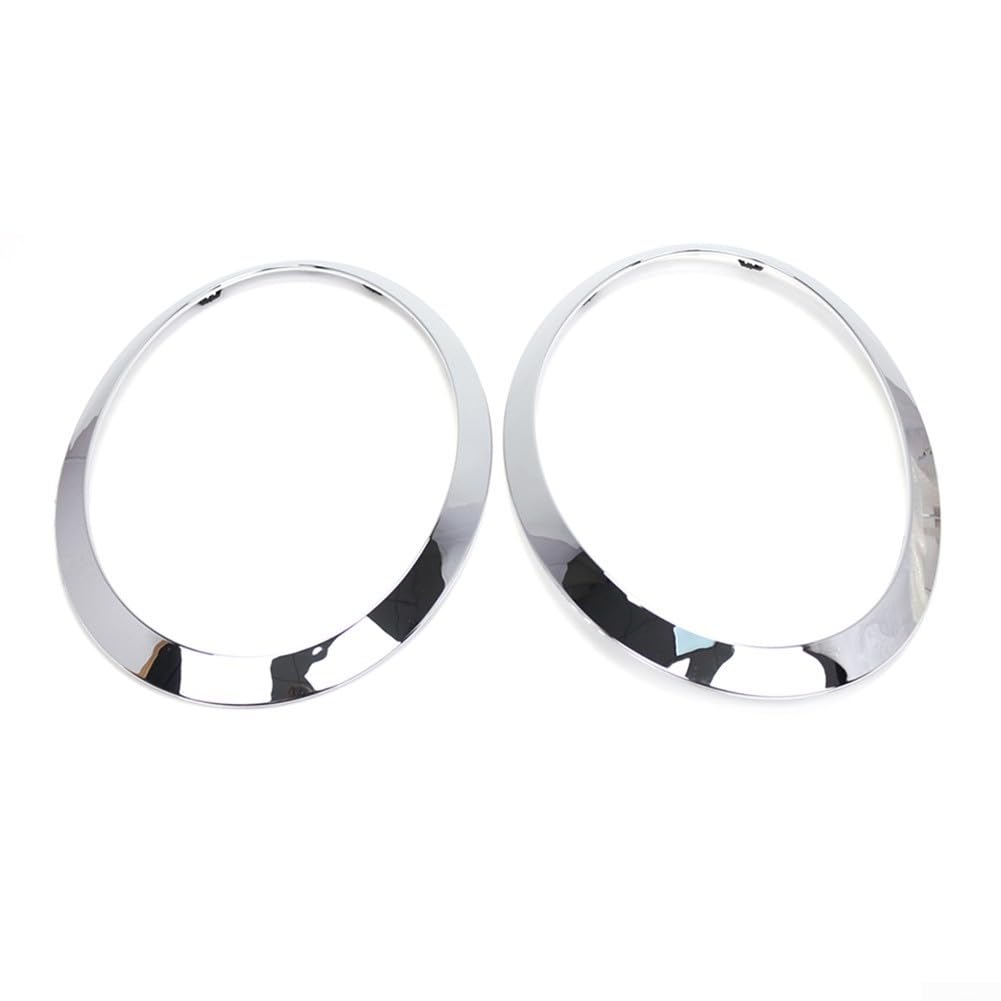 Bisel de anillo de ajuste de faros delanteros de coche, cubiertas de anillo de ajuste de faros delanteros plateados para MINI Cooper F55 F56 F57 2014-2024 Anillo de ajuste de faro delantero