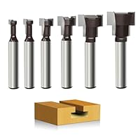 GLRYD 6-tlg. T-Nutfräser-Set 8mm Schaft – Hartmetall T Nut-Fräser Oberfräse, T-Track Schlitz, für Holz, Holzbearbeitung (Durchmesser 5.35/7/10/13/17/19mm)