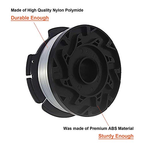 Image of THTEN AF-100 Trimmer Spool Compatible with Black+Decker GH600 GH900 LST201 | Compatible with Black Decker LSTE525 BESTA510 30ft 0.065 inch Refill Line AFS Weed Eater Edger with RC-100-P Spool Cap Covers 8PK