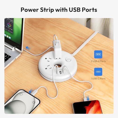 Travel Power Strip with USB Ports, NTONPOWER Cruise Approved Power Strip with 3 Outlet 3 USB(1 USB C), 5 ft Extension Cord, Compact for Indoor Home Office Dorm Room Cruise Essentials, White - image 7