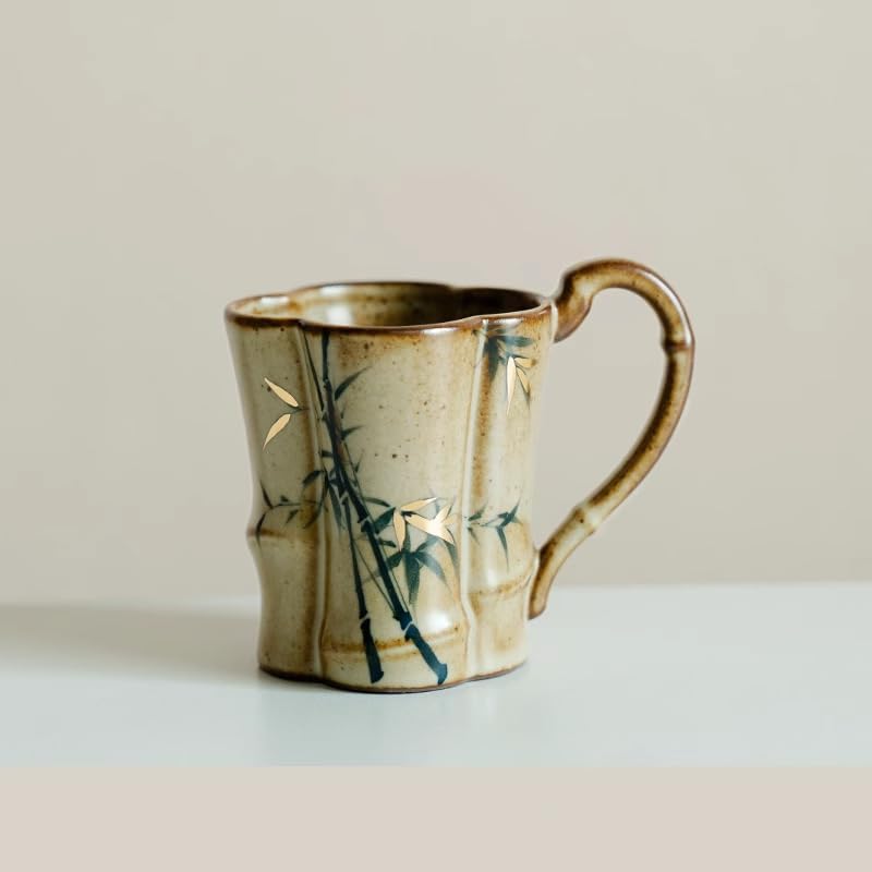 Tea Cup with Handle Ceramic Mug Coffee Cup-Brown