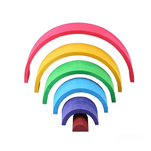 rosemaryrose Regenbogen Regenbogen Holz-Regenbogen Bausteine/Bauklötze Holz, Zum Entwickeln Von Berührung, Farbaufklärung- Und Fantasie Und Kreativität, Für Kinder - 3