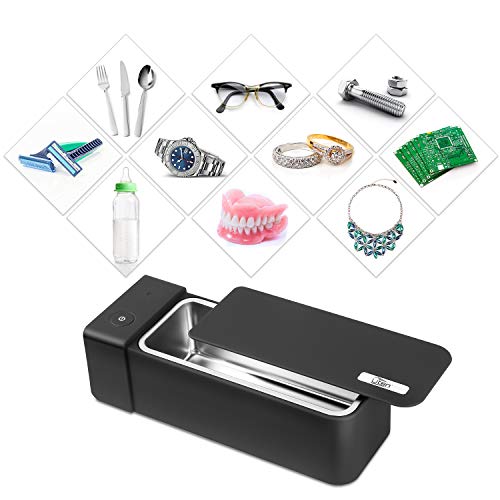 Uten Ultrasonic Cleaner - 600ml Low Noise Wash Machine for Cleaning Eyeglasses, Jewelry, Watches, Razors, Dentures Combs, Retainer (Black)