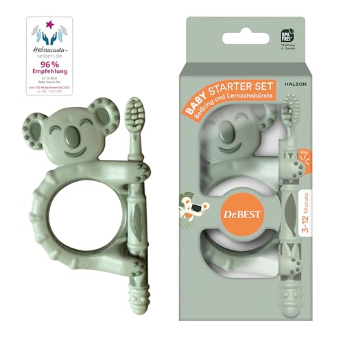 Zahnbürste Kinder - Dr.BEST Baby Starter Set: Beißring und Lernzahnbürste für Babys im Alter von 3 bis 12 Monaten, entwickelt mit Kinderzahnexperten, 1 Stück