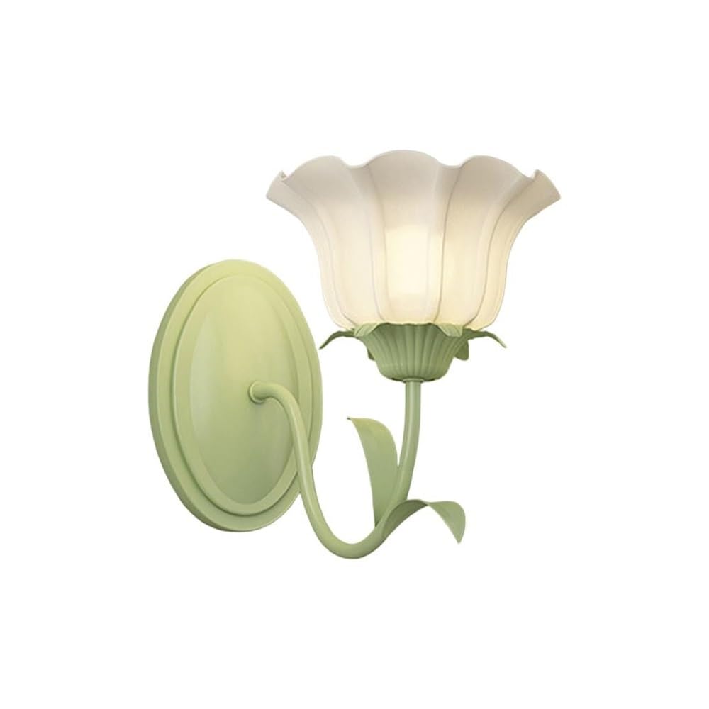 TONFON Metal Candlestick Wall Lamp Flower-Shaped Glass Shade Wall Sconce Minimalist Lighting Wall Mounted Lamp for Bedroom Bedside Living Room Study Room Corridor Entryway Restaurant
