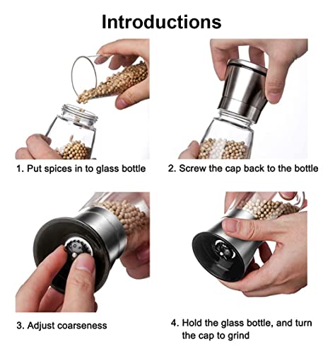 Stainless Steel Salt And Pepper Mill Grinder, Spice Glass Muller, Hand Mill Grinding Bottle, Kitchen Gadgets Glass Tools #TOP6