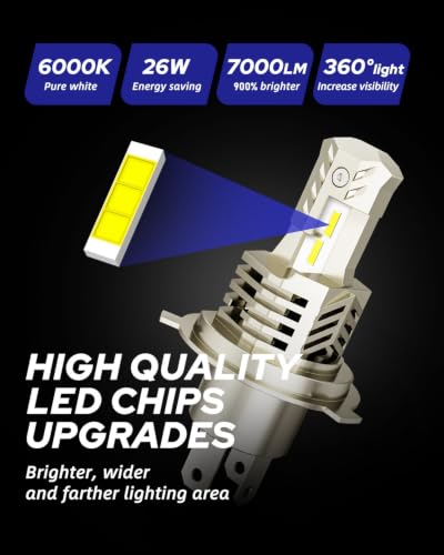 Image of AUTOONE 9003 /H4 /HB2 LED Bulb for Motorcycle ATV Cars Off Road, 900% Brighter Plug-n-Play, Fan-Cooled Long Lifespan