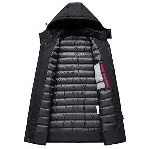 TIYRUS Jaqueta masculina de comprimento médio com capuz jaqueta de penas de pato branco engrossado r