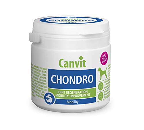 Canvit Chondro Dog Glucosamin Hüft- und Gelenkergänzungsmittel für Welpen und aktive junge oder übergewichtige Hunde, sehr schmackhaft (Chondro, 100 Tabletten), für Hunde unter 25 kg