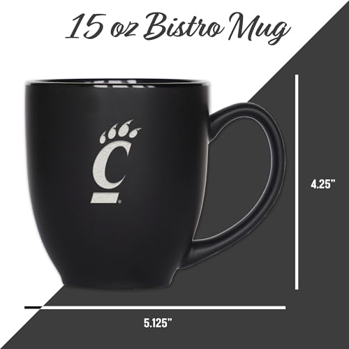 Image of Rico Industries NCAA Primary 15-Oz Personalized Matte Black Bistro Mug - for Hot or Cold Drinks