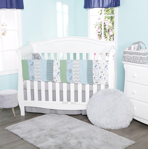 EVERYDAY KIDS 12 Pack Burp Cloths for Baby Boy; Newborn Essential with - Large Absorbent Cotton Flannel Blue/Green Burping Cloths for Babies with Baby Dinosaurs, Zig Zag and Stripe Prints and Solids2