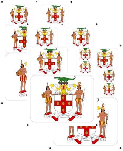 vmcoatdu Jamaican Coat of Arms Laser Printing Jamaica National Emblem Sticker 3 Pcs Decal in Multiple Sizes Stickers (Green Jamaica)