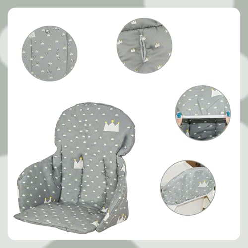 Image of for IKEA High Chair Cushion, High Chair Pad for IKEA Antilop Highchair, Cotton Non-Slip, Soft, Baby Sitting More Comfortable (Gray Crown)