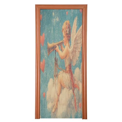 FLildon Cute Cupid Valentine's Day Door Cover Decoration, Party Accessory Porch Decor for Festive Ornament Room Door Covers 36 x 98 Inch