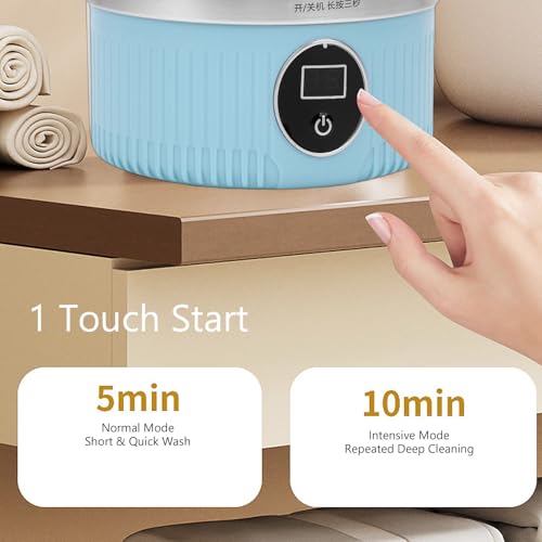 Focket Portable Washing Machine Mini Laundry Washer Ultrasonic Underwear Washer Rechargeable Cordless with 3000mAh Battery for Travel Camping Apartment Dorms Socks Delicates (Blue)
