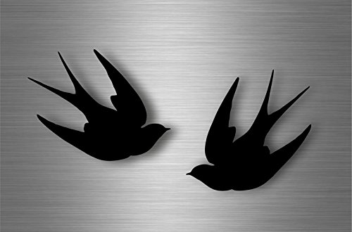 Akachafactory 2X Autocollant Sticker Voiture Moto muraux Noir Hirondelle Oiseau Silhouette