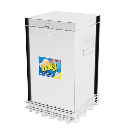 Image of BOBBY 50 Kg Stainless Steel Grain Storage Big Containers With S.S. Trolley (50 KG CONTAINER WITH TROLLEY)
