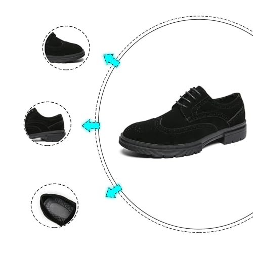 Men's Suede Wingtip Brogue Oxford Shoes,Comfortable Lace-Up Work Office Business Formal Dress Shoes2